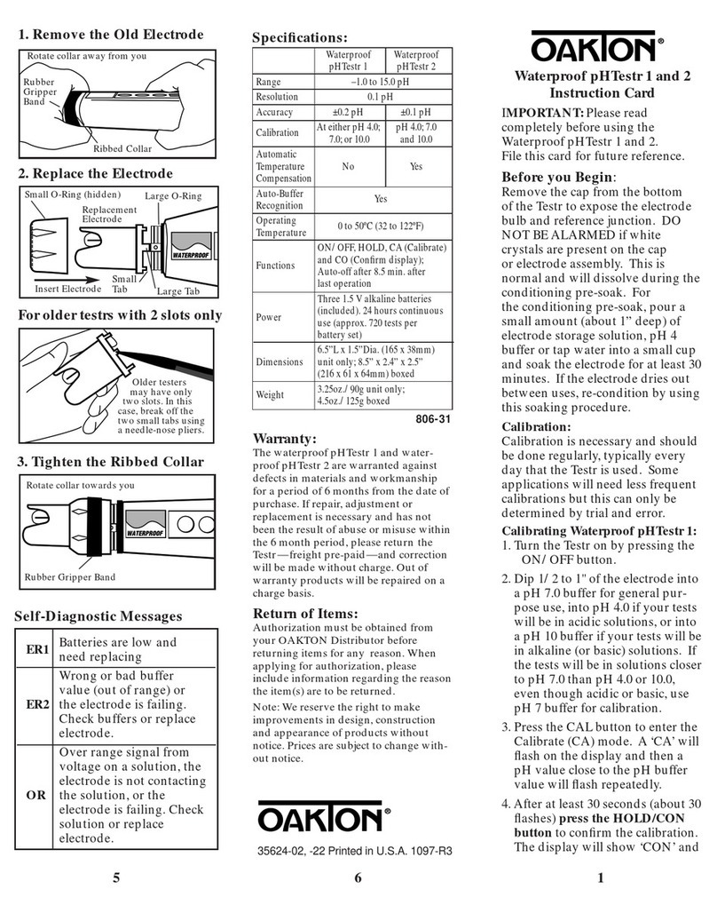 Oakton pHTestr 1 Technical manual