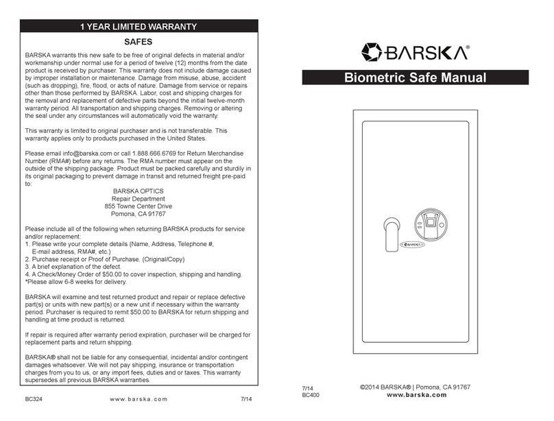 Barska Biometric Safe User manual