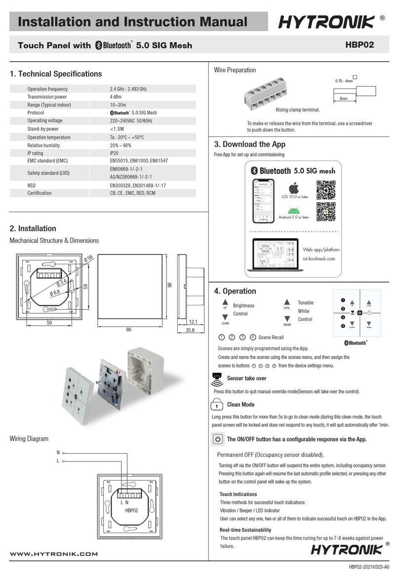 Hytronik HBP02 Installation and instruction manual