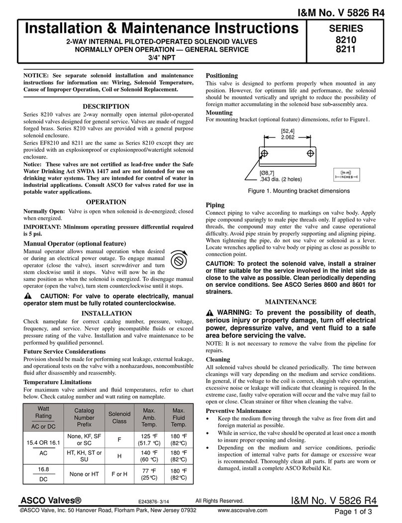ASCO Valves 8210 Series Installation and operating instructions