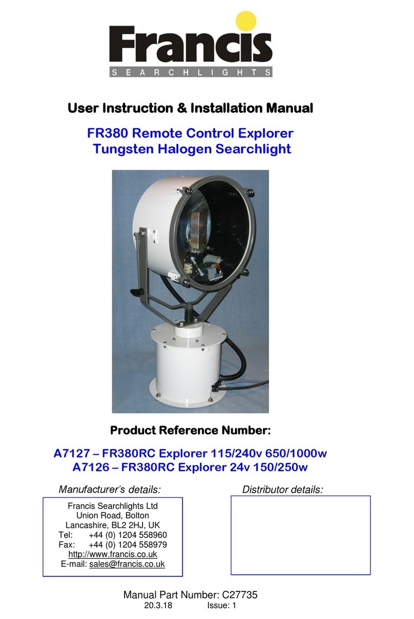 Francis Searchlights FR380 User instruction & installation manual