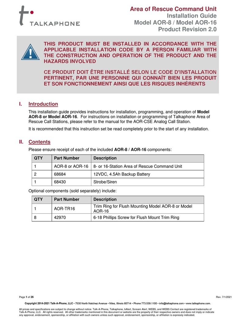 Talkaphone AOR-8 installation guide