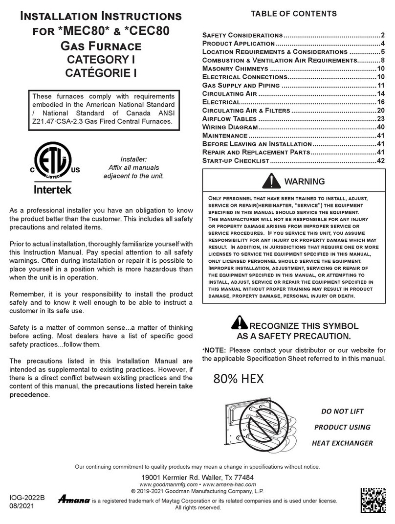 Goodman MEC80 Series User manual Goodman MEC80 Series User manual
