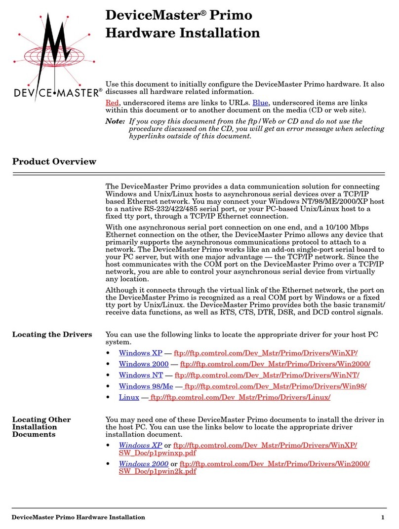 Comtrol DeviceMaster Primo Hardware installation