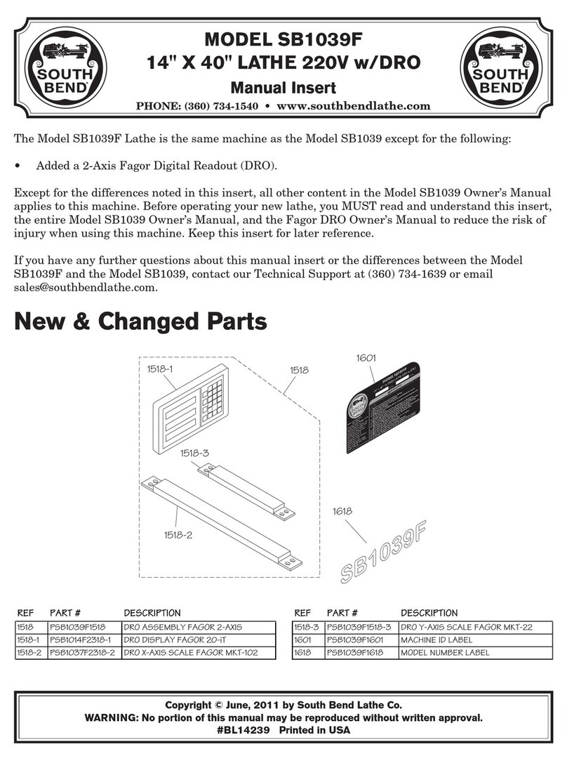 Southbend SB1039F User manual