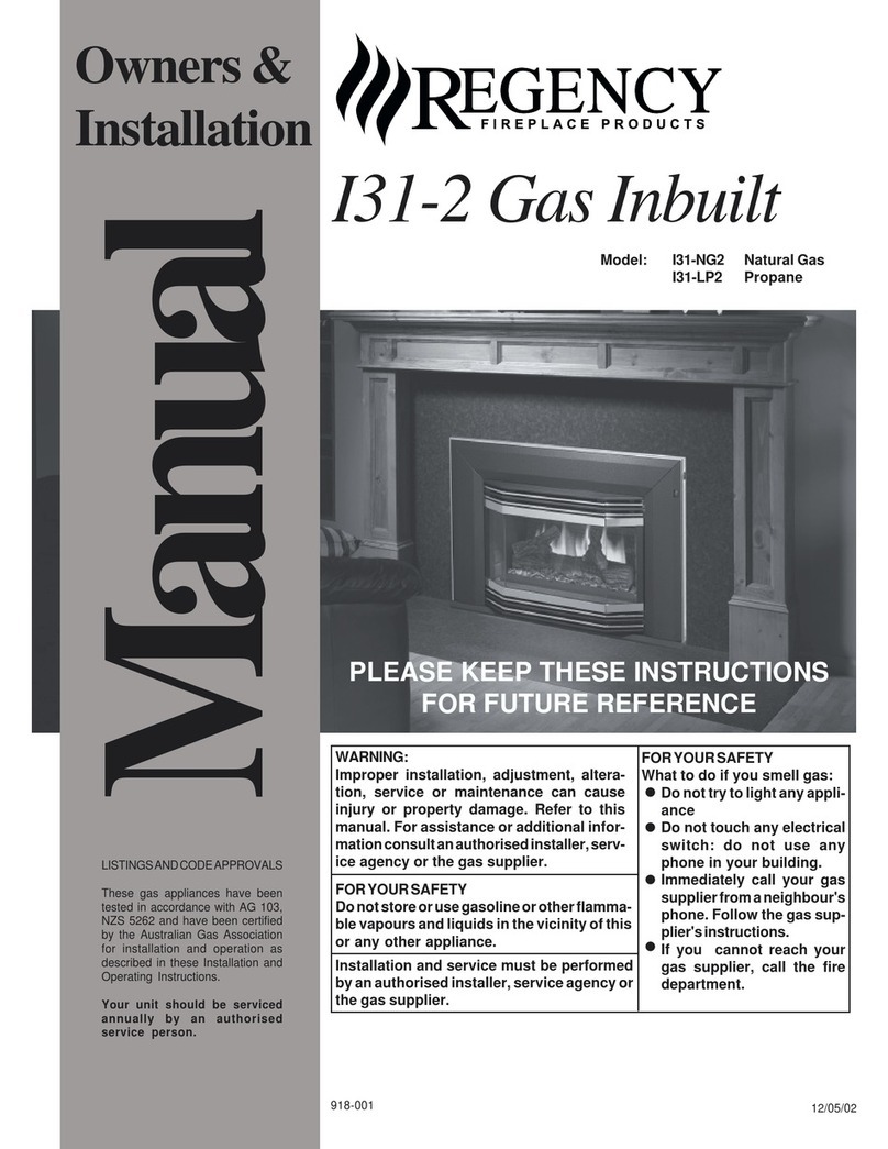 Regency Fireplace Products I31-2 Owners & installation manual