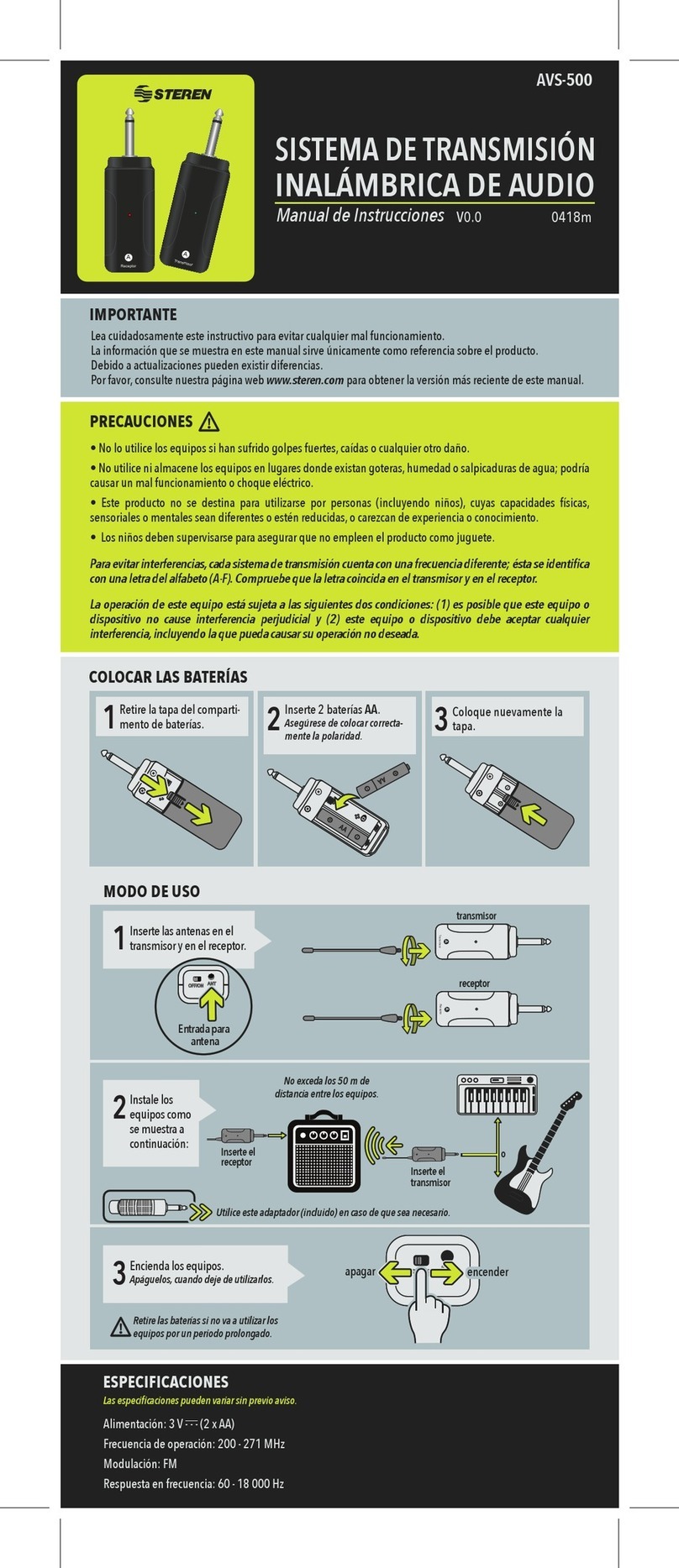 Steren AVS-500 instruction manual