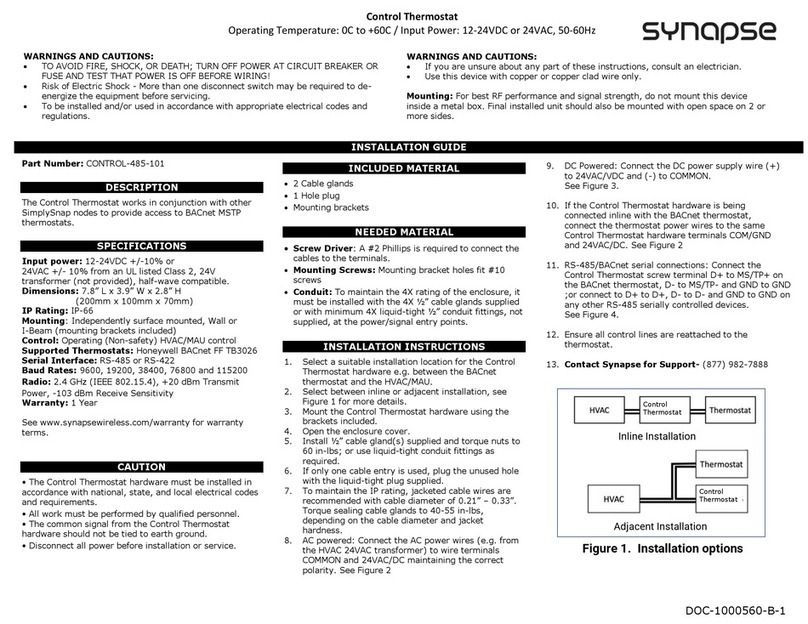 Synapse CONTROL-485-101 quick start guide