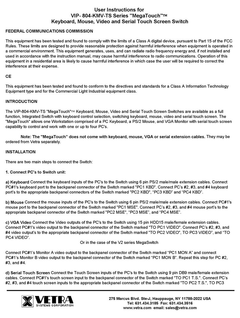 Vetra Systems MegaTouch VIP-804-KMV-TS Series User instructions