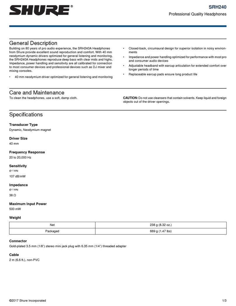 Shure SRH240A User manual