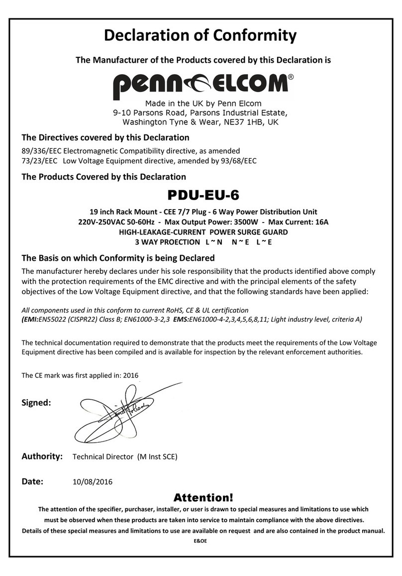 Penn Elcom PDU-EU-6 Operation & User’s Guide Penn Elcom PDU-EU-6 Operation & User’s Guide