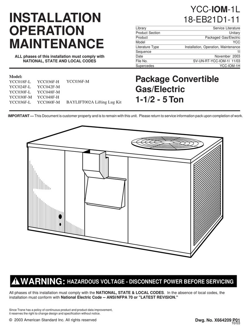 American Standard YCC036F-M Owner's manual American Standard YCC036F-M Owner's manual