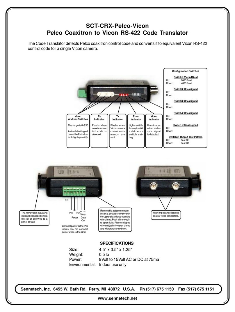 Sennetech SCT-CRX-Pelco-Vicon User manual