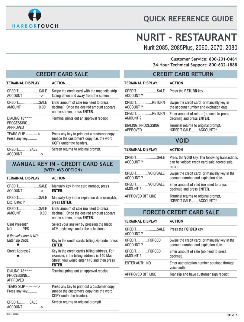 VeriFone Nurit 2085 Quick reference guide