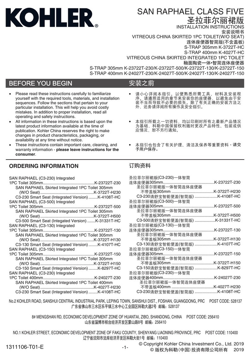 Kohler SAN RAPHAEL CLASS FIVE K-23722T-230 User manual