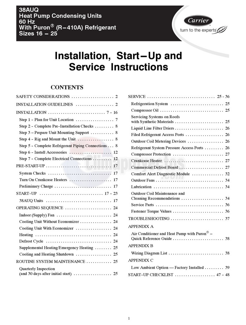 Carrier 38AUQ 16 Series Installation, Start-Up and Service Instructions