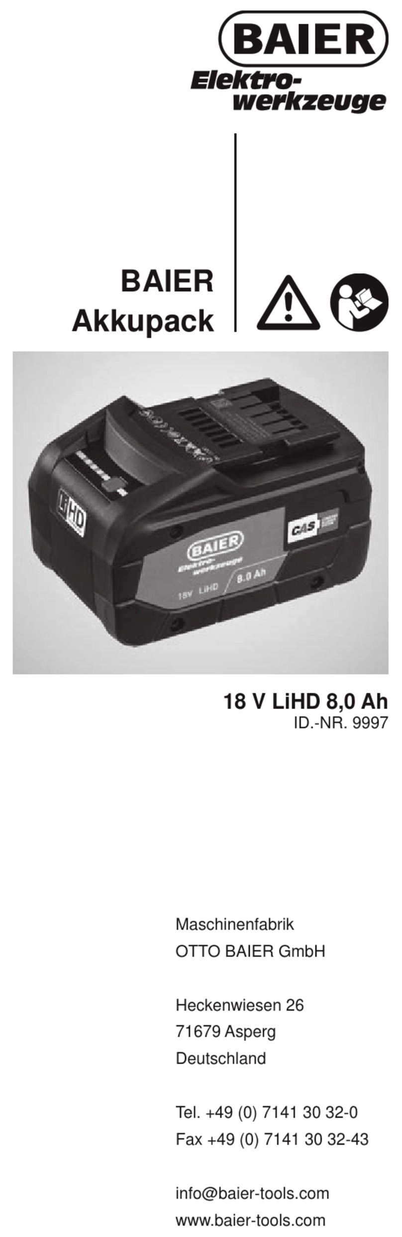 Baier 9997 instruction manual