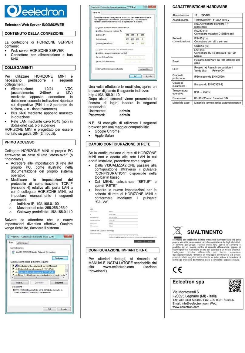 Eelectron Horizone Mini IN00M02WEB User manual