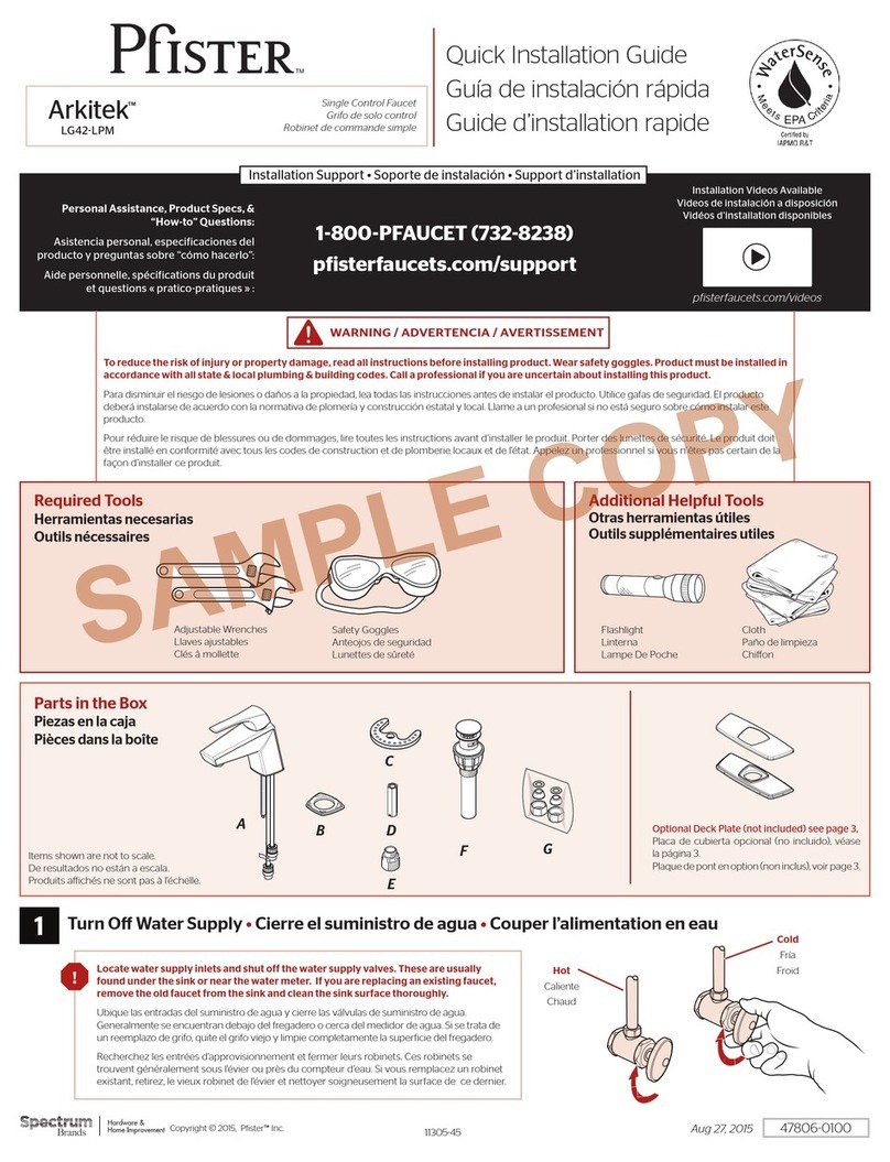 Pfister Arkitek LG42-LPM Quick installation guide