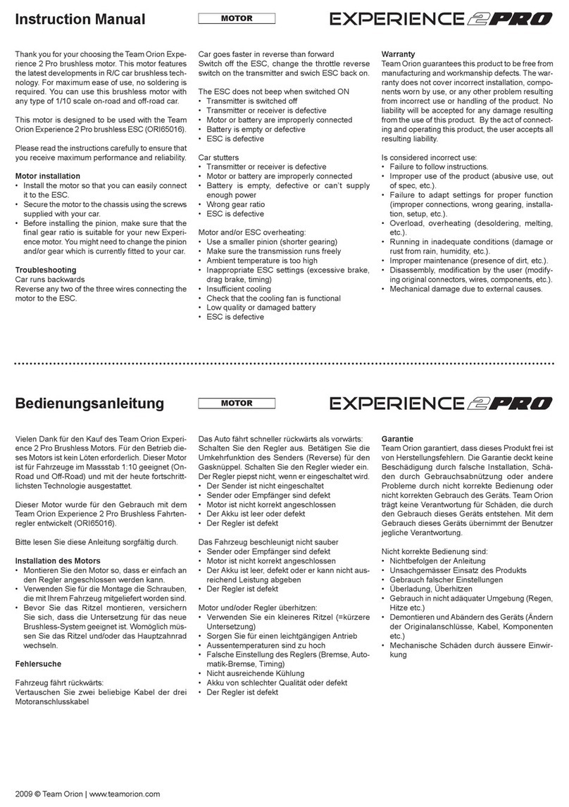 Team Orion Experience 2 Pro instruction manual Team Orion Experience 2 Pro instruction manual