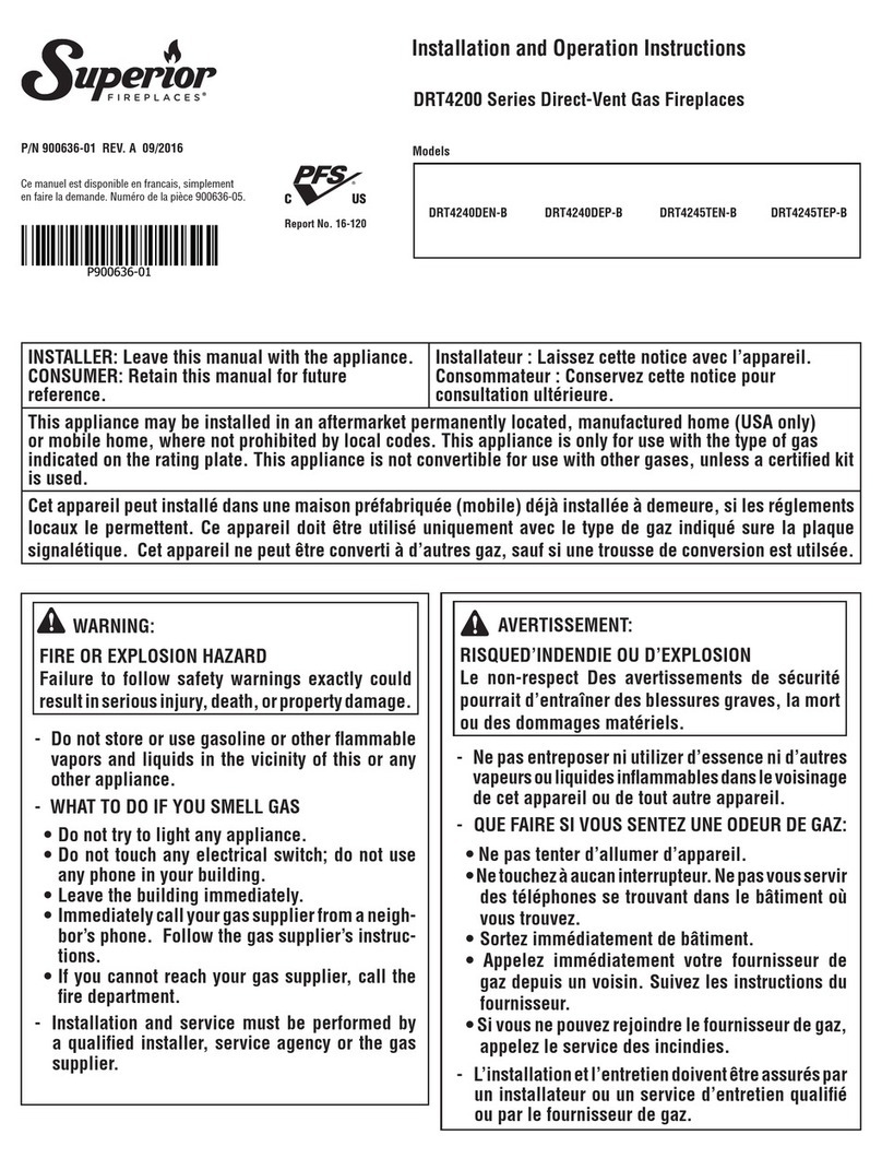 Superior Fireplaces DRT4200 Series Installation and operation instructions Superior Fireplaces DRT4200 Series Installation and operation instructions