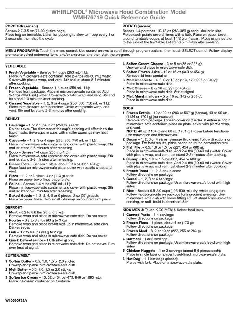 Whirlpool WMH76719 Quick reference guide