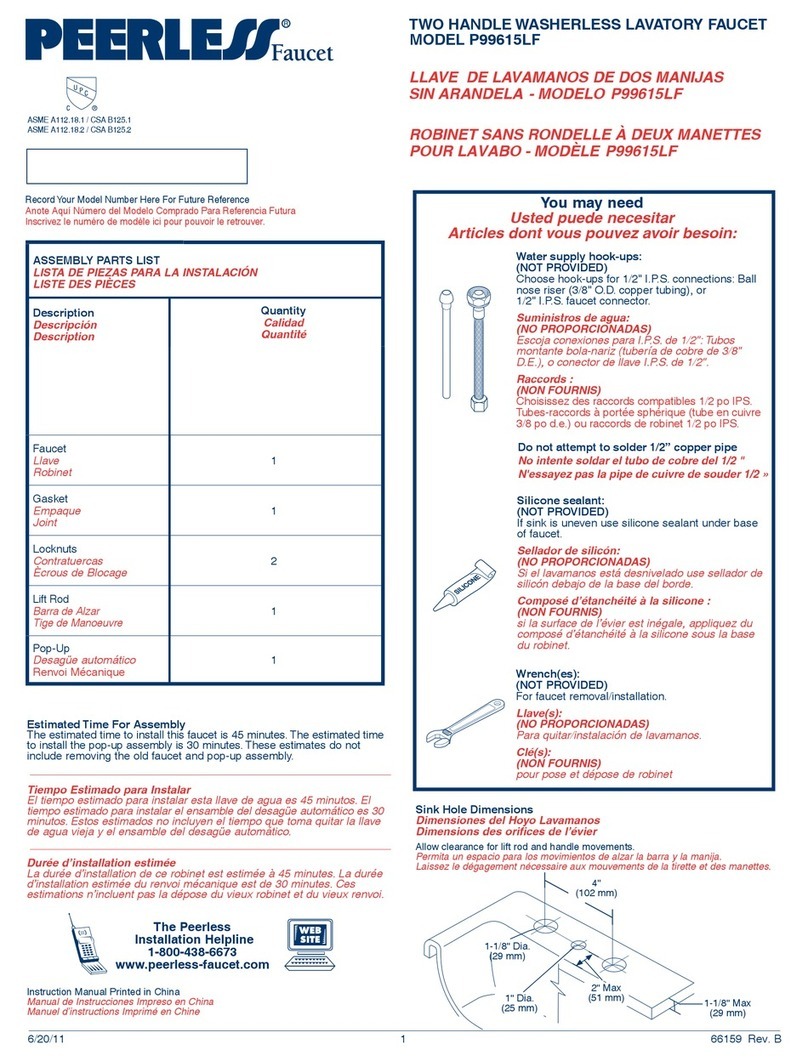 PEERLESS P99615LF User manual