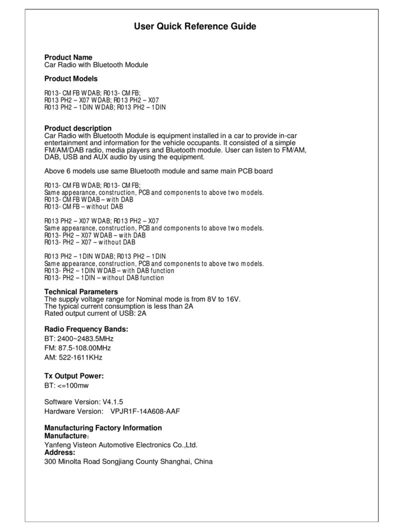 VISTEON R013-CMFB WDAB User quick reference guide
