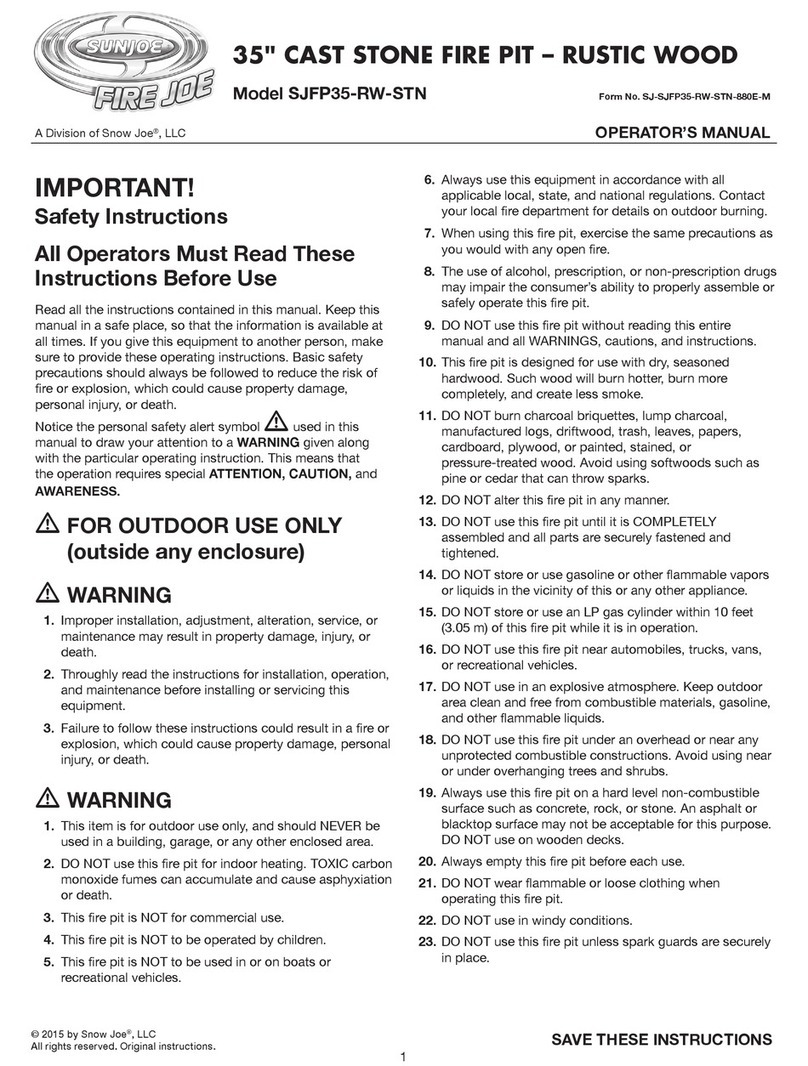 sunjoe FIRE JOE SJFP35-RW-STN Operator's manual