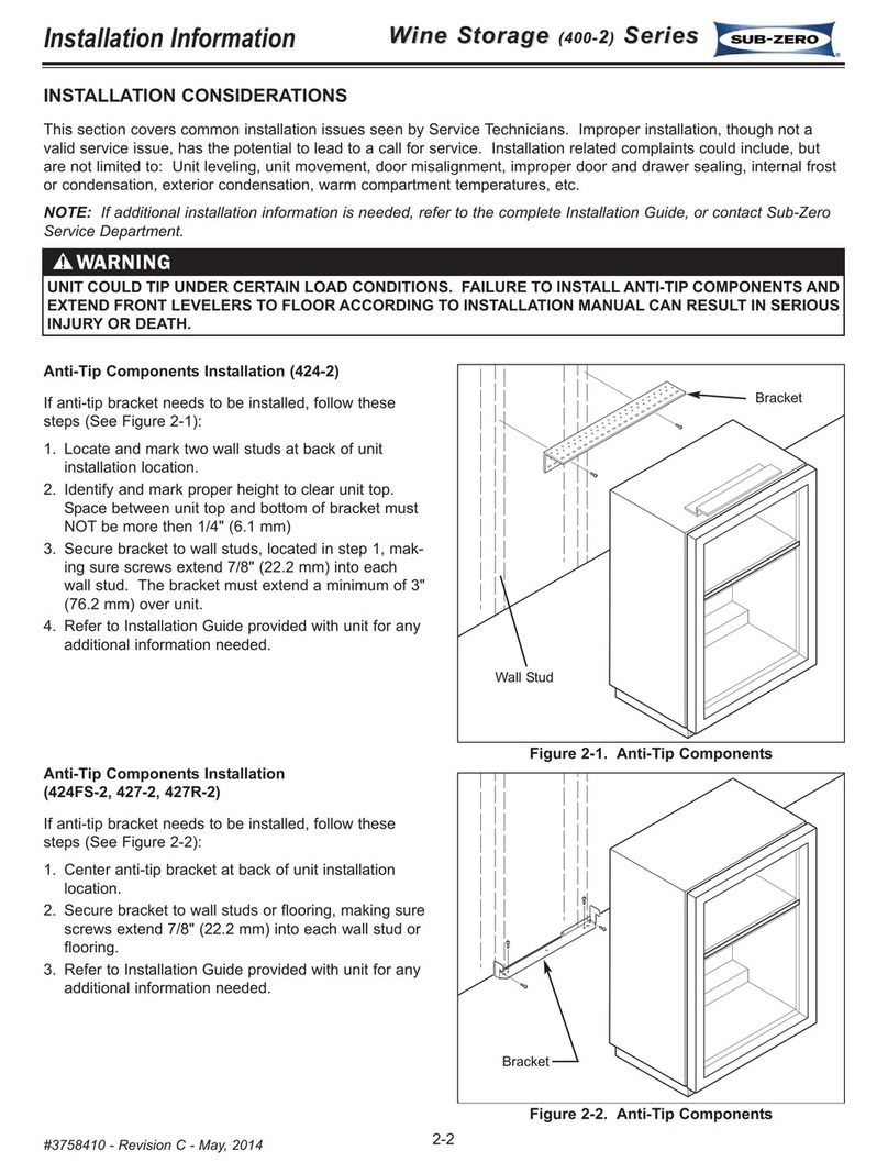 Sub-Zero 400-2 Series Installation information