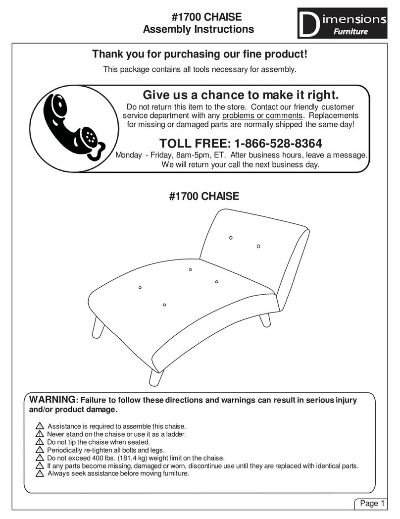 Dimensions Furniture 1700 CHAISE Assembly instructions