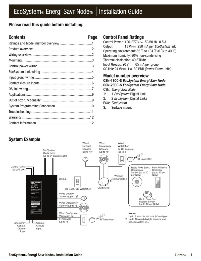 Lutron Electronics EcoSystem Energi Savr Node installation guide