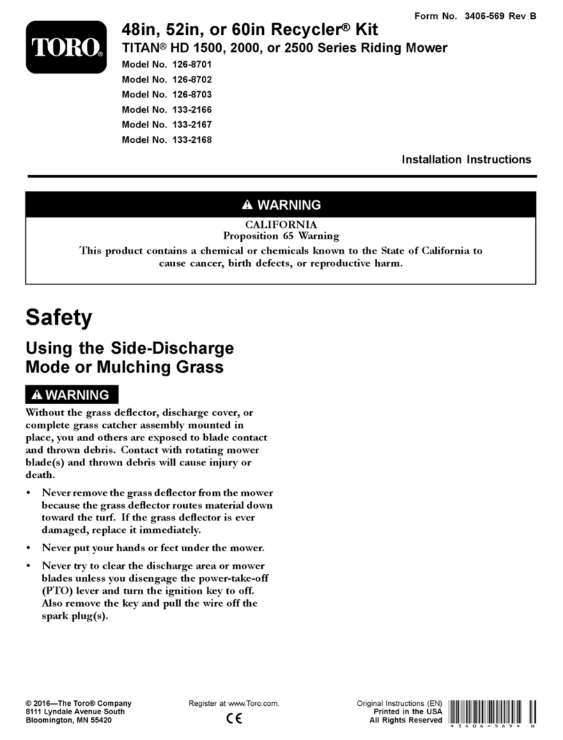 Toro Recycler 126-8701 installation instructions