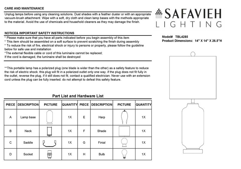 Safavieh TBL4285 quick start guide