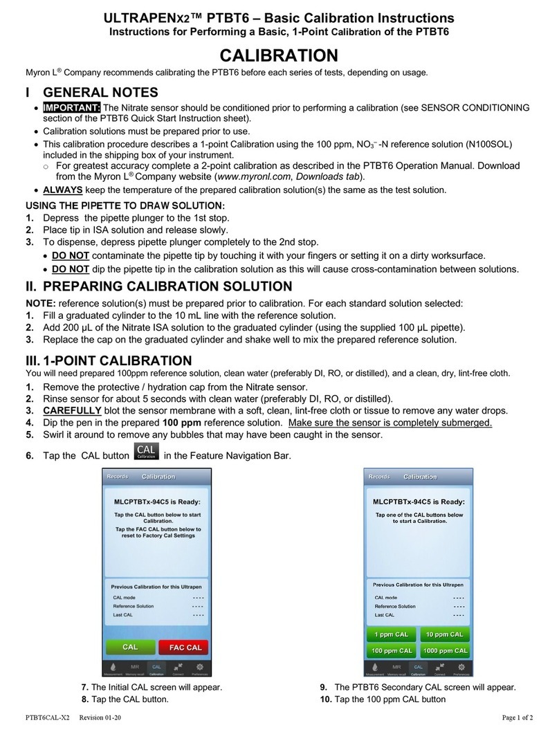 Myron L ULTRAPENX2 PTBT6 Calibration instructions