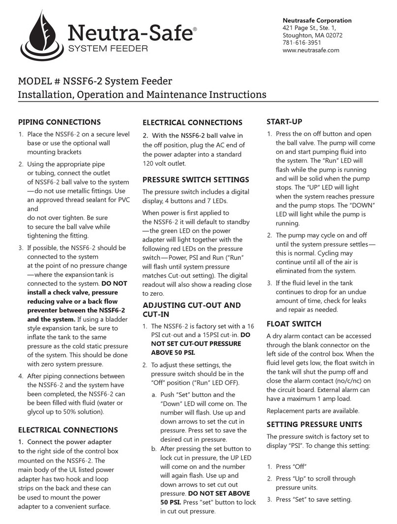 Neutrasafe NSSF6-2 Installation, operation and maintenance instructions