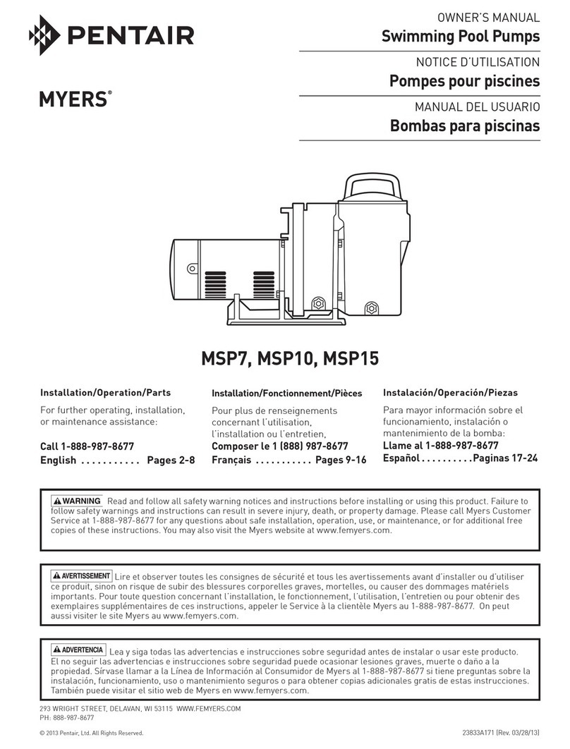 Pentair MYERS MSP7 owner's manual