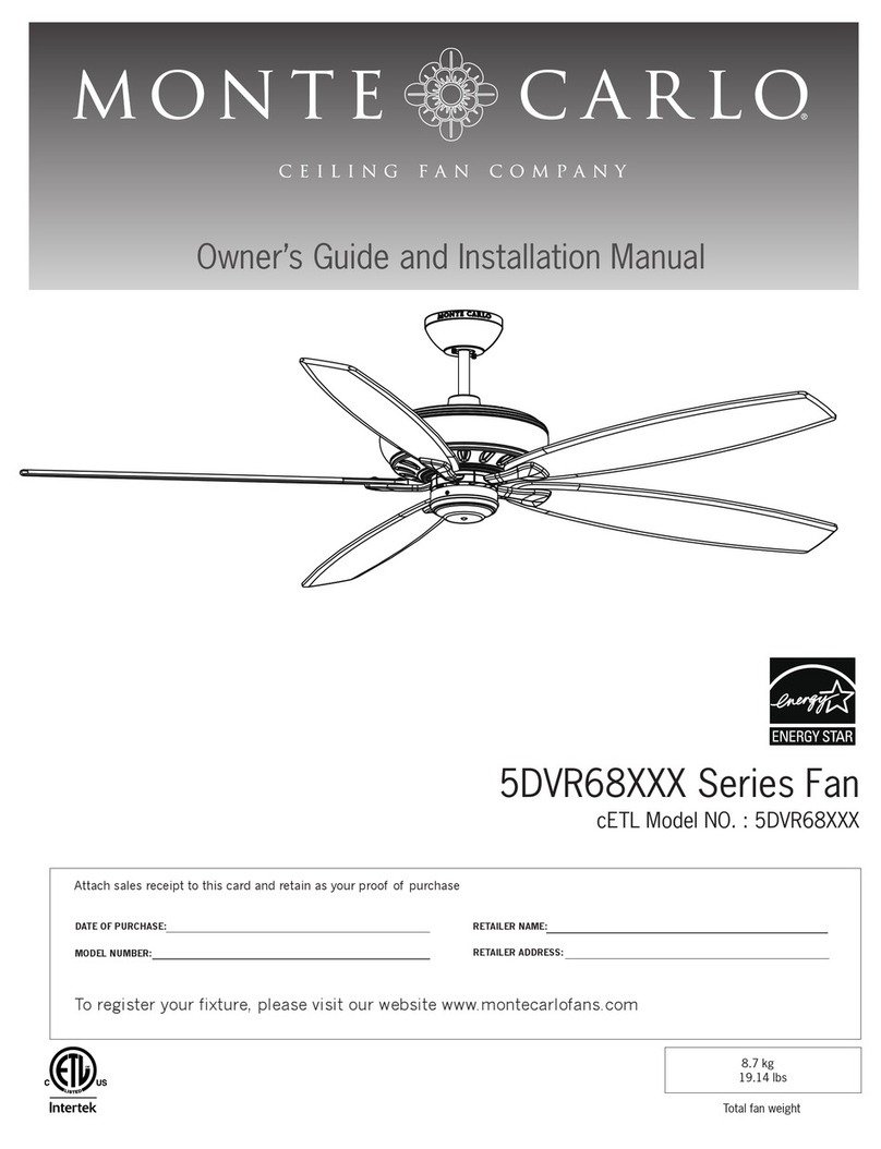 Monte Carlo Fan Company 5DVR68 Series Owner's guide and installation manual