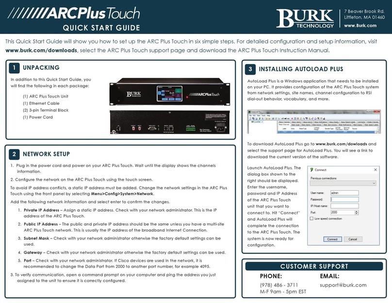 BURK Technology ARC Plus Touch quick start guide