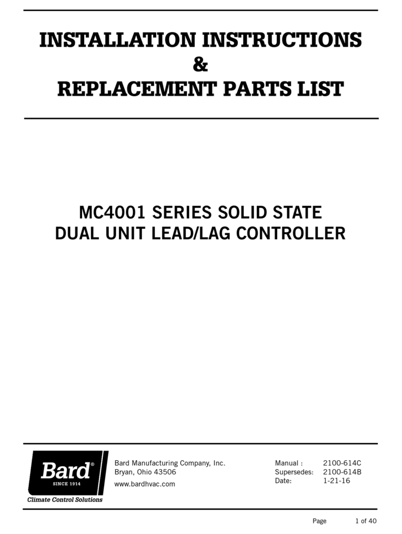 Bard MC4001 Series Installation instructions & replacement parts list