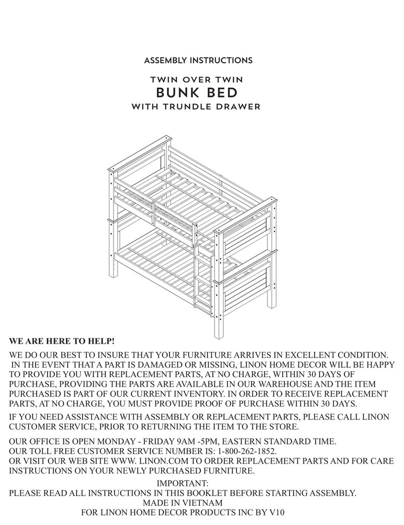Linon TWIN OVER TWIN BUNK BED WITH TRUNDLE DRAWER Assembly instructions Linon TWIN OVER TWIN BUNK BED WITH TRUNDLE DRAWER Assembly instructions