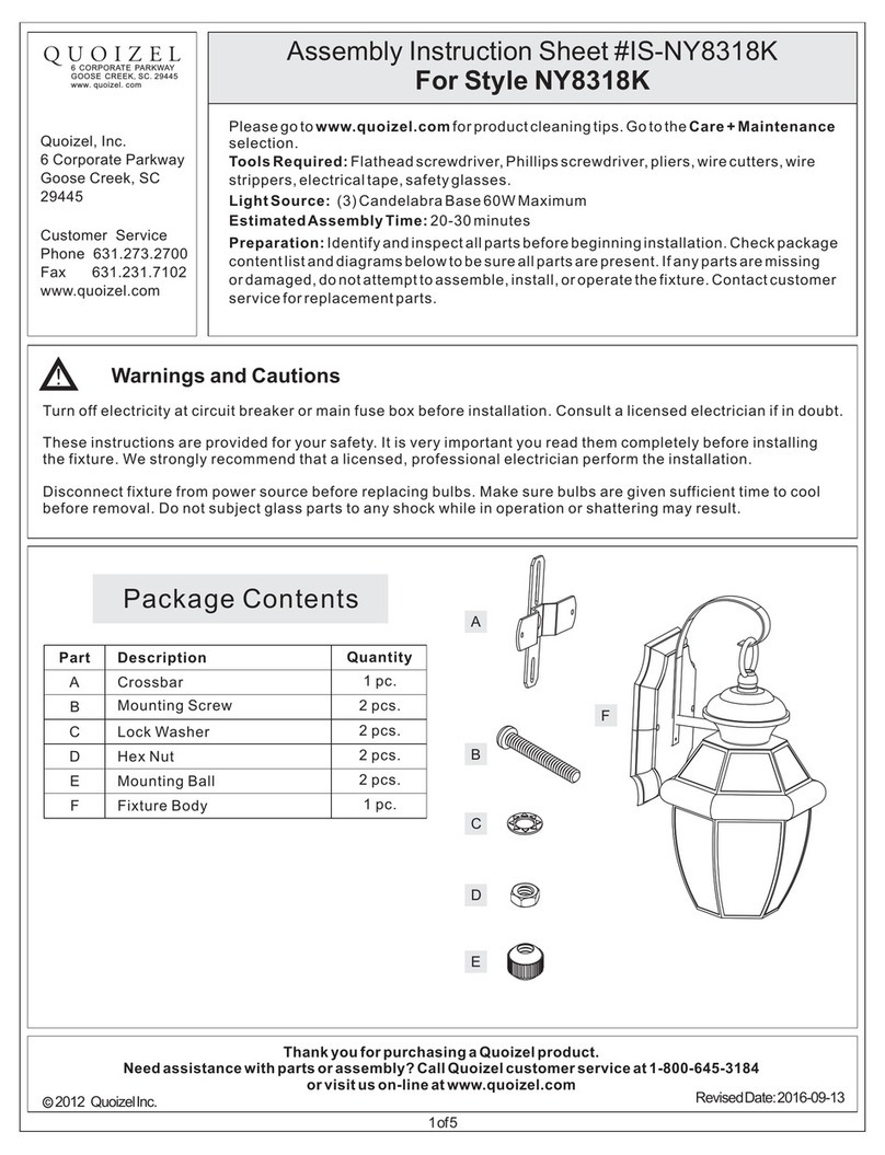 Quoizel IS-NY8318K Assembly instruction sheet Quoizel IS-NY8318K Assembly instruction sheet