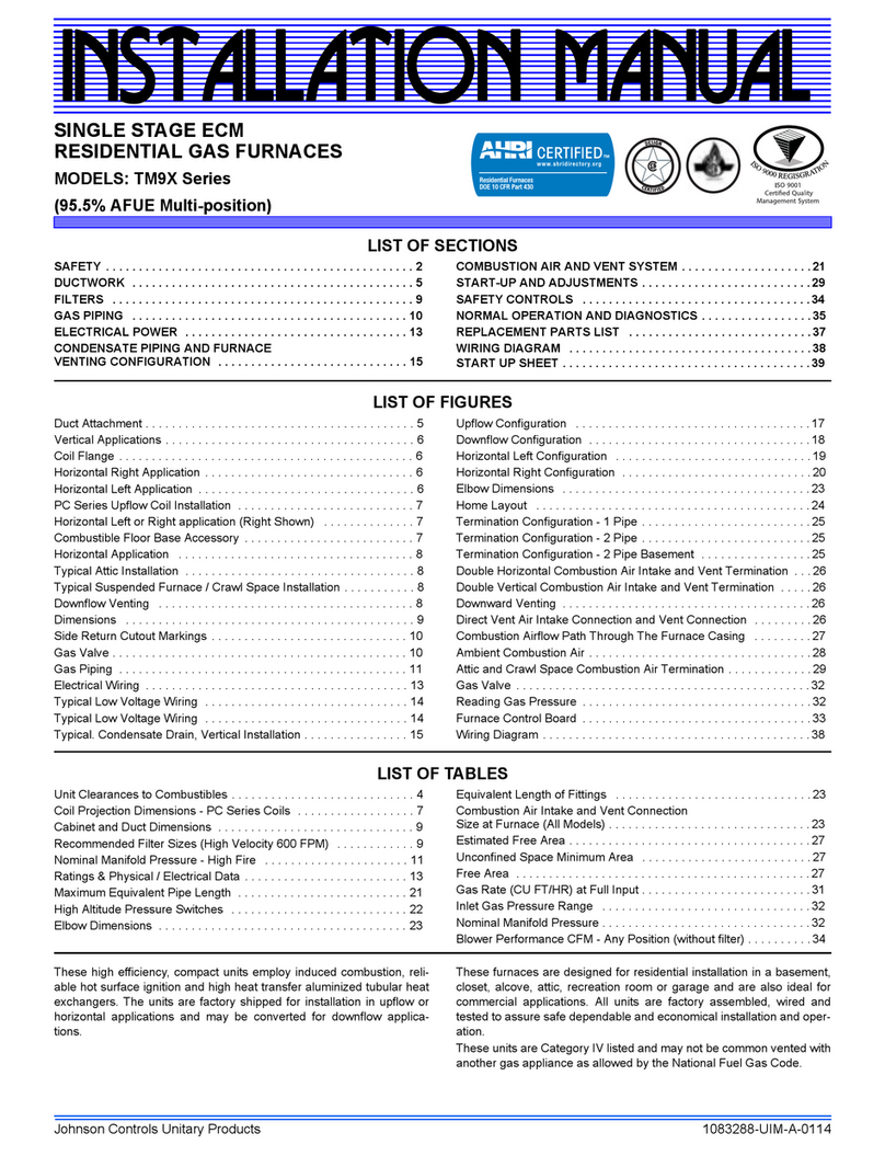 Johnson Controls TM9X User manual