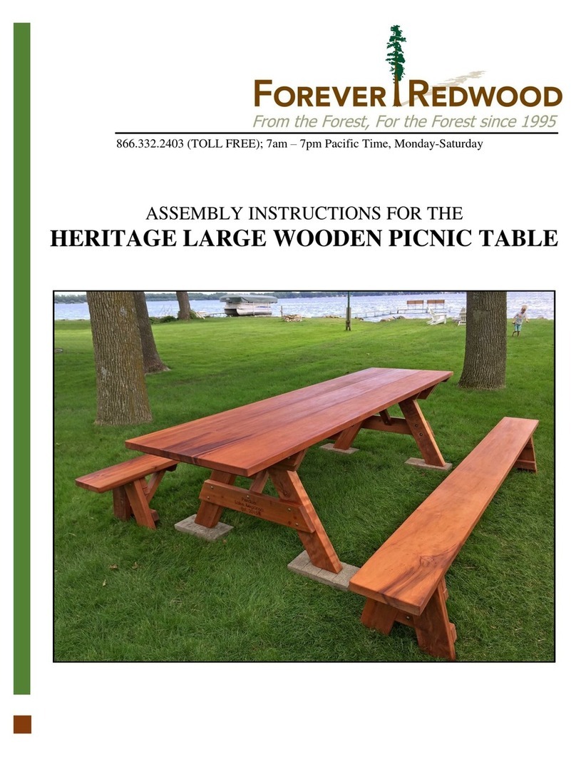 Forever Redwood HERITAGE LARGE WOODEN PICNIC TABLE Assembly instructions