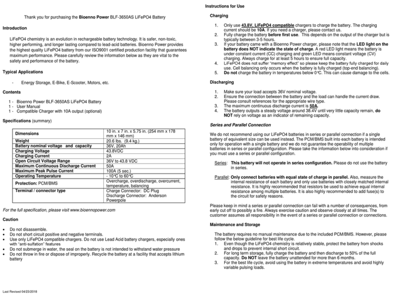 Bioenno Power BLF-3650AS user manual