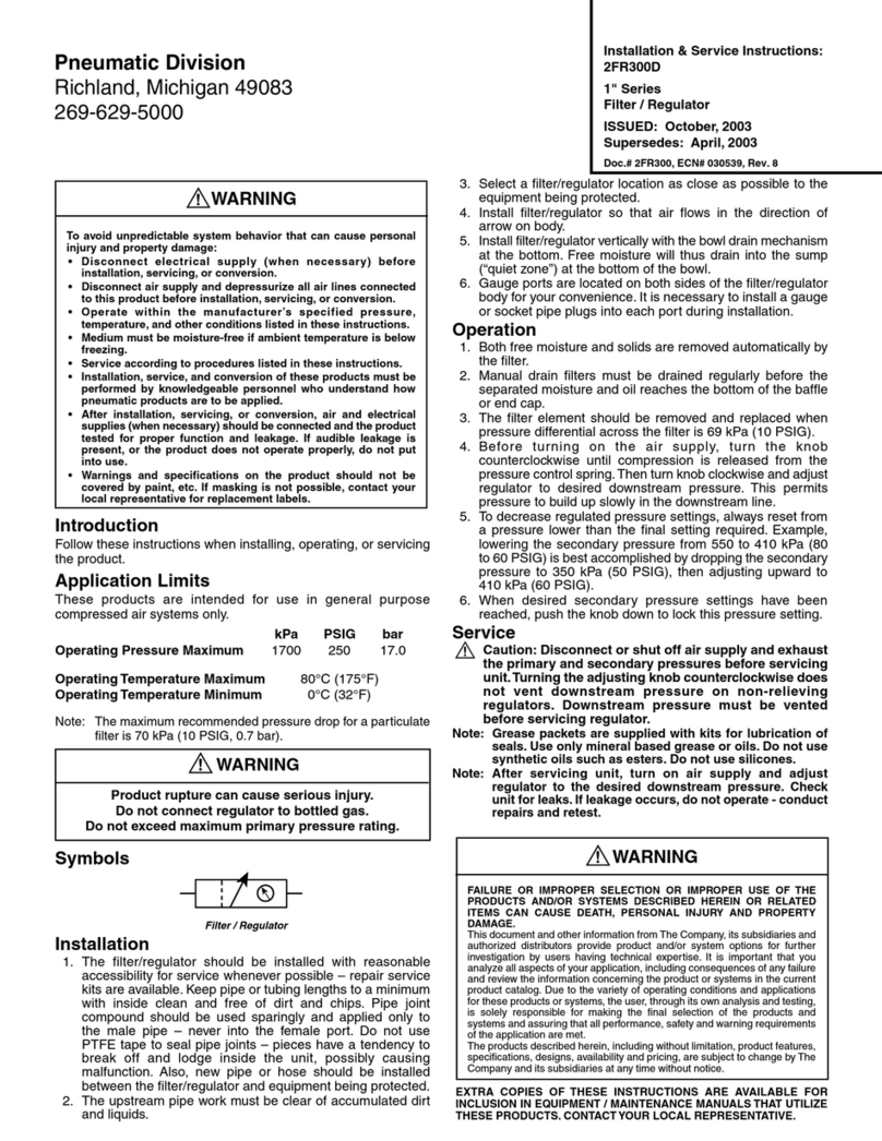 Pneumatic Division 2FR300D Installation & service instructions