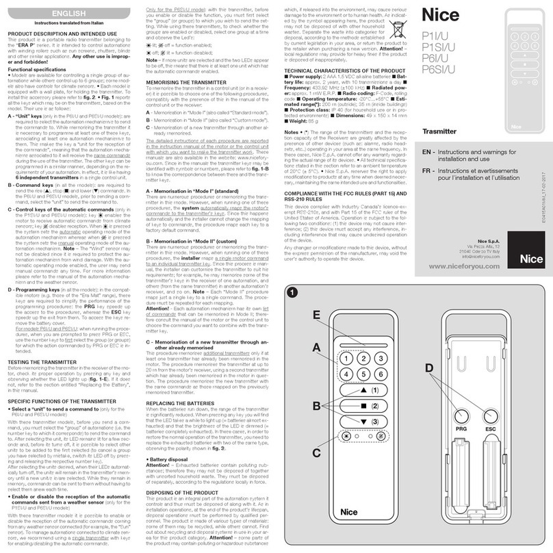 Nice P1I/U Technical specifications