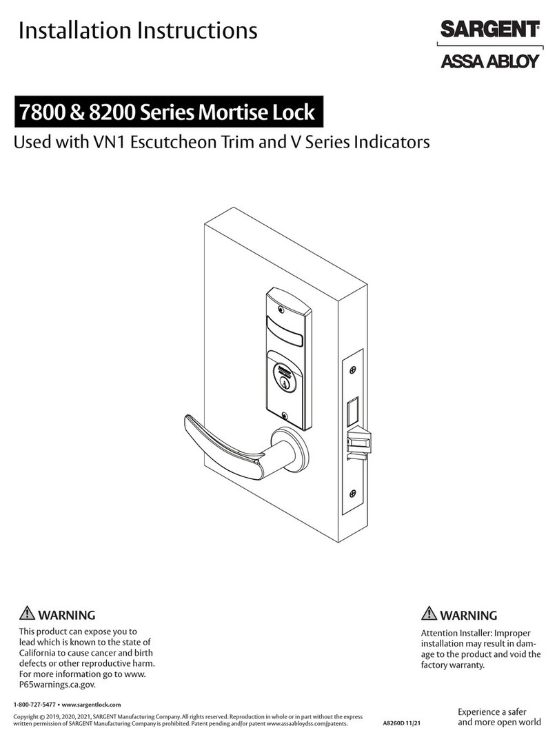 Assa Abloy Sargent 8200 Series installation instructions