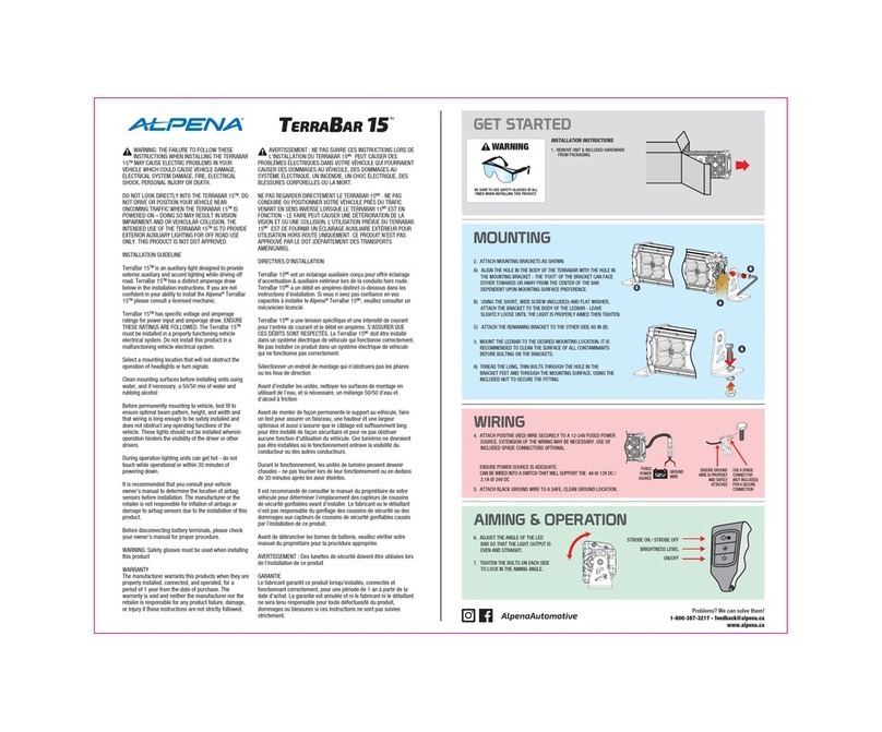 Alpena TERRABAR 15 quick start guide