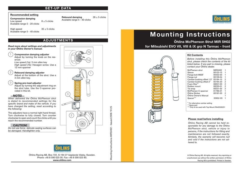 Ohlins McPherson Strut MIR 5H02 User manual